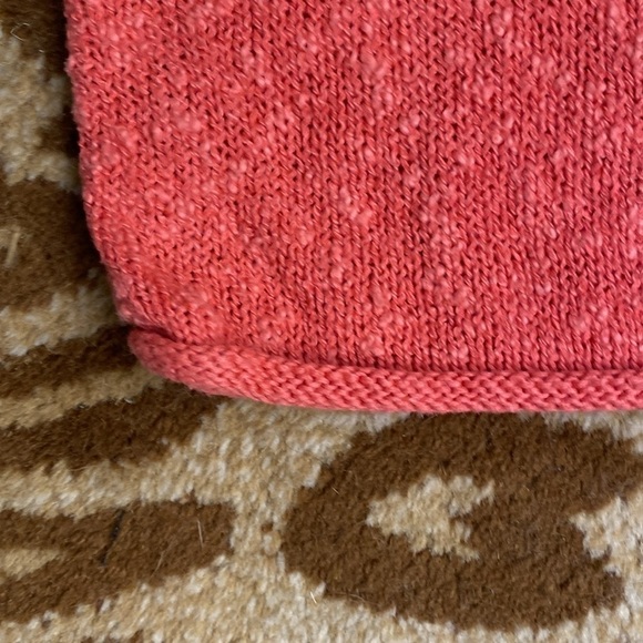 Liz Claiborne Linen blend knit sweater top Women’s Boxy V neck coral Beach L - Picture 4 of 8